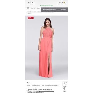 Parfait David’s Bridal bridesmaid dress.